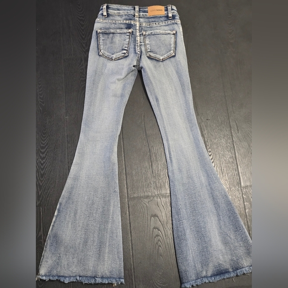 High-Rise Light Blue Flare Jeans — Wide Leg Denim - Picture 2 of 4